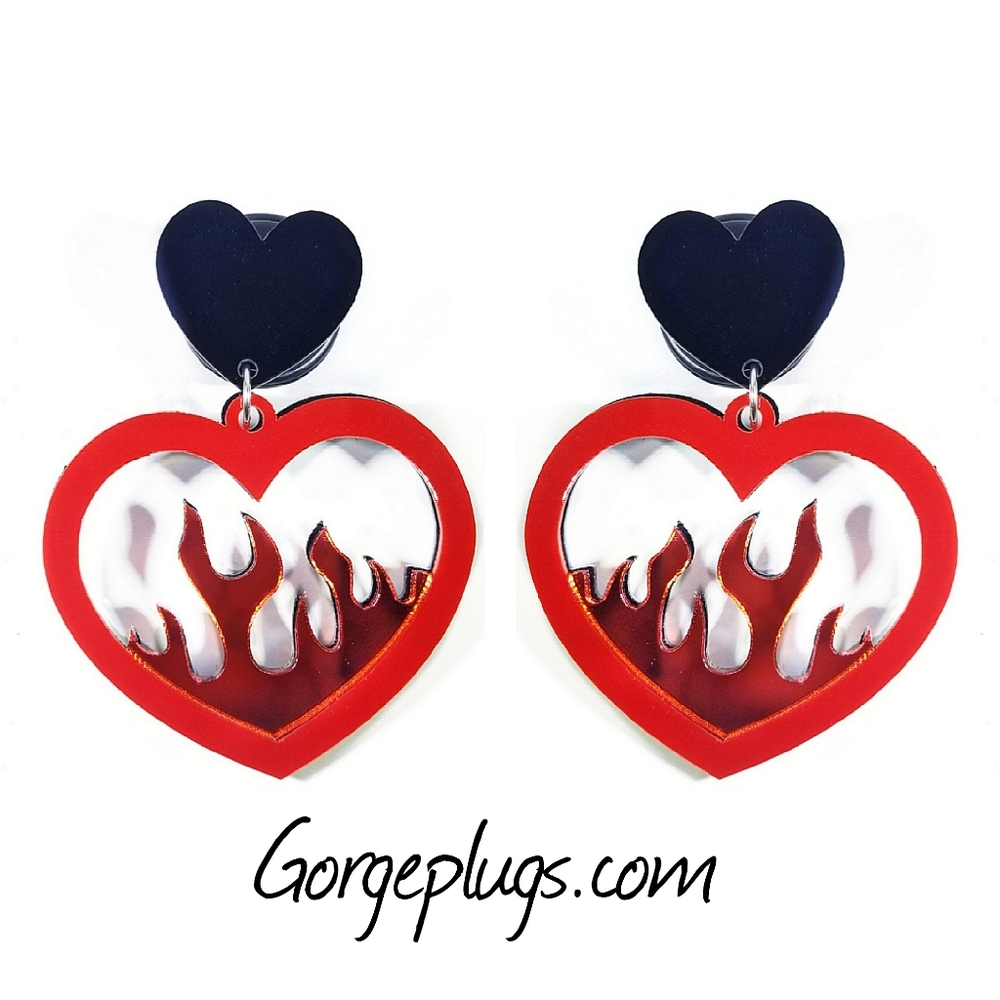 "Inferno" Dangle Plugs For Sizes 0g-5/8"(8mm-16mm)